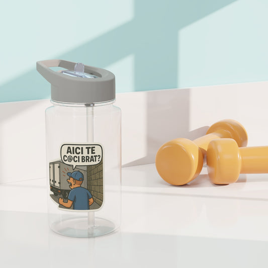 Sticlă Tritan cu Pai "AICI TE C@CI BRAT ?"