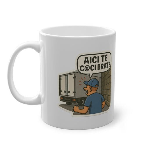 Cană din ceramică "AICI TE C@CI BRAT ?"